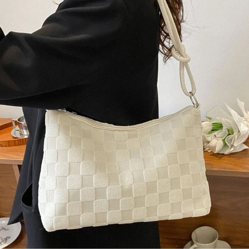 White-Checkered Small Purse